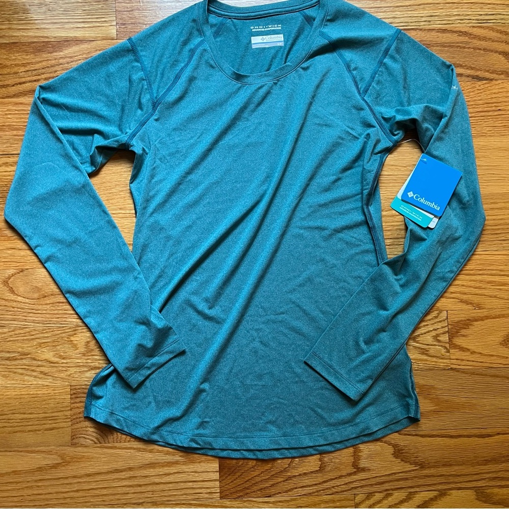 Columbia omniwick long sleeve teal shirt size small